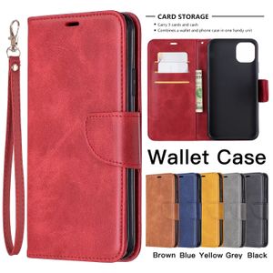 Wallet telefoonhoesjes voor iPhone 14 13 12 11 Pro Max XR XS X 7 8 Plus - Lambskin Graan PU Lederen Flip Standstand Cover Case met kaartslots