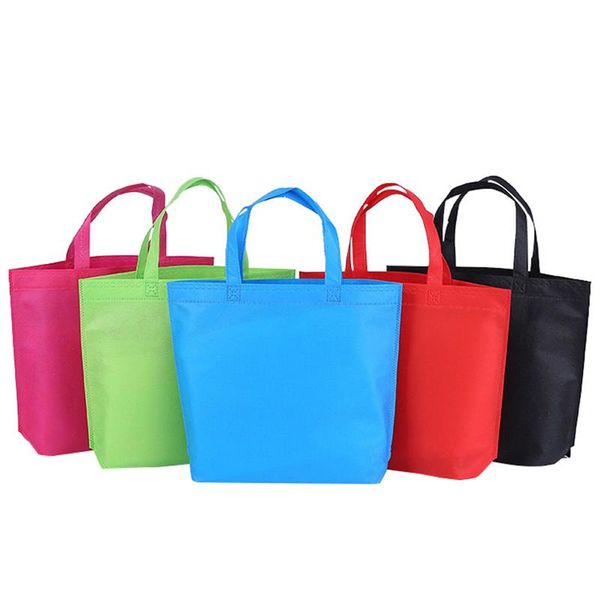 50 PCS Bolsa de compras plegable de comestibles no tejida Bolsa de mano ecológica reutilizable Bolsos para supermercados de verduras Puede agregar el nombre de su empresa