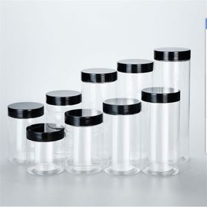 20 PCS Plastic Botellas vacías 7 10 12 16 oz latas de alimentos Contenedores de condición de condición 200 300 400 ml Jar transparente 210330
