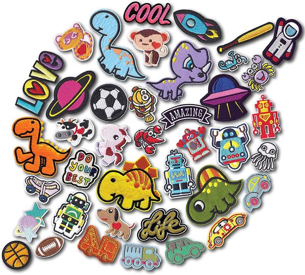 20 PCS Patchs d'insignes d'animaux aléatoires pour vêtements d'enfants Patch brodé au fer Applique à coudre sur les patchs de broderie Accessoires de couture bricolage pour vêtements