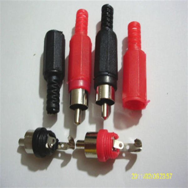 20 piezas Conector RCA Tipo de soldadura Conector de cable de audio Rojo y negro203c