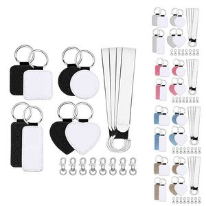 20 stks Sublimatie Blanks Sleutelhangers Kits Lege Sublimatie Wristlet Lanyard Swivel Snap Hooks voor DIY Tags Gifts H0915