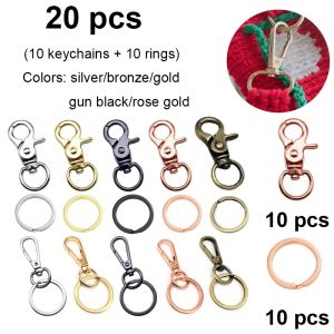 20 PCS Swivel Clasp Set Lanyard Snap Clasp met sleutelhangringen Key Chain Clip Hook voor doe -het -zelf kettingarmbandketenbenodigdheden