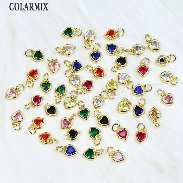 20 pièces minuscule Zircon coeur cristal pendentif breloques couleur or bijoux bijoux à breloques pendentifs pour la fabrication de collier 60323 240127