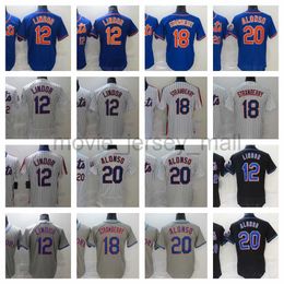 20 Pete Alonso Baseball12 Francisco Lindor 18 Darryl Strawberry Blank 2023 Maillots Cousus Hommes Femmes Jeunesse Taille S - XXXL