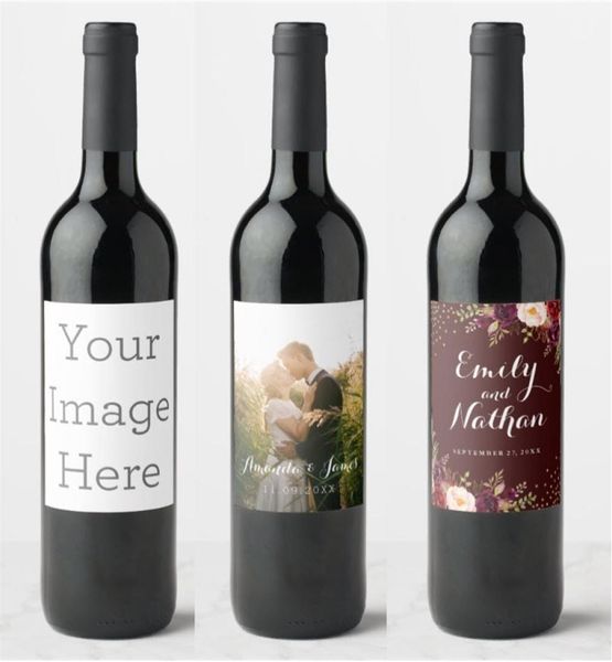 Étiquettes adhésives personnalisées pour bouteilles de vin, anniversaire, mariage, non étanche, 20 pièces, 2206136704445