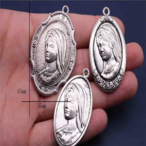 20 pièces mode couleur mixte jésus vierge marie icône catholique religieux charme perles médaille bracelet necklace249M