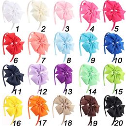 20 pièces / lot Pinwheel Hairbands pour filles enfants à la main plaine dur satin bandeaux avec ruban arcs cheveux accessoires CX200714211G