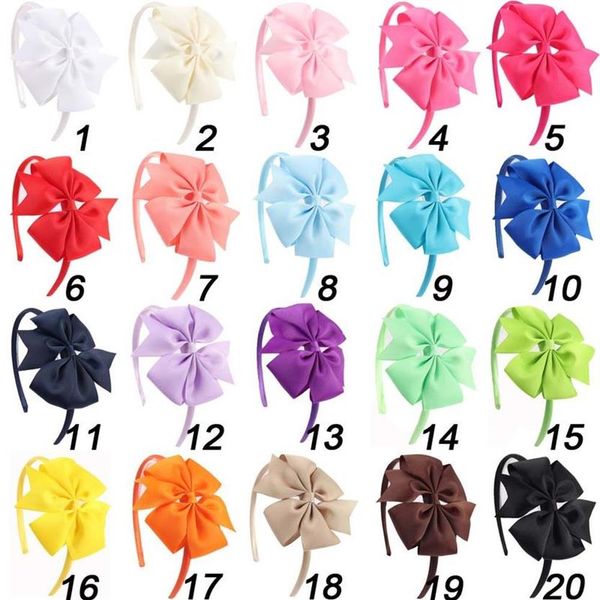 20 pièces / lot Pinwheel Hairbands pour filles enfants à la main plaine dur satin bandeaux avec ruban arcs cheveux accessoires CX200714185d