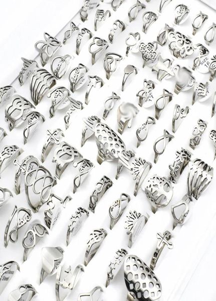 20 pièces / lot petit mélange anneaux en acier inoxydable pour femmes musicales de fleur de papillon