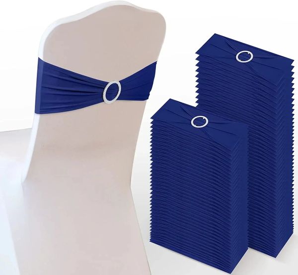 20 pièces Polyester Spandex Chair Sashes Bands Stretch Times Stretch Ties Bows with Buckle Slider for Wedding Banquet Party Decoration 240419