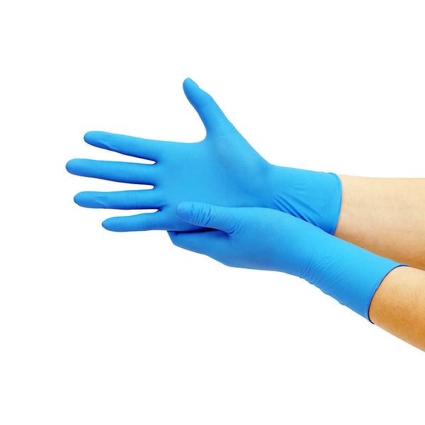 Guantes de nitrilo azules desechables de látex sin polvo de 20 piezas para uso en salón de belleza de uñas y cabello