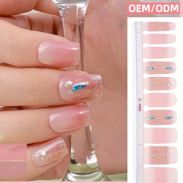 Bandes d'ongles en Gel Semi-durci pour femmes, 20 pièces, autocollant pour ongles, enveloppes d'ongles en Gel longue durée avec finition en Gel doux et brillant