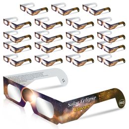 Lot de 20 lunettes à éclipse solaire CE et ISO pour une visualisation sûre du soleil pendant l'observation de l'éclipse solaire par une usine approuvée par la NASA