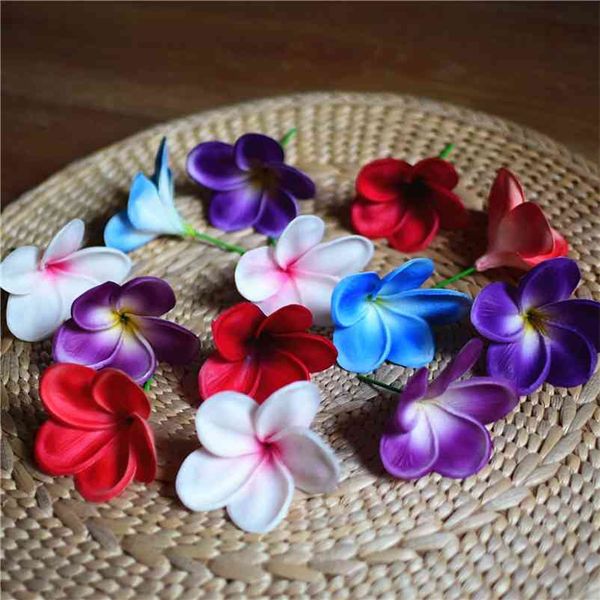 20 Plumeria Cake Toppers Real Touch Flower Blooms Decoraciones de boda Ramos Centros de mesa flores artificiales 210706