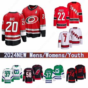 # 20 Sebastian Aho Jersey de hockey rétro inversé Caroline # 8 Brent Burns Andrei Svechnikov Teuvo Teravainen Hurricanes Ron Francis Staal Dmitry Orlov Maillots