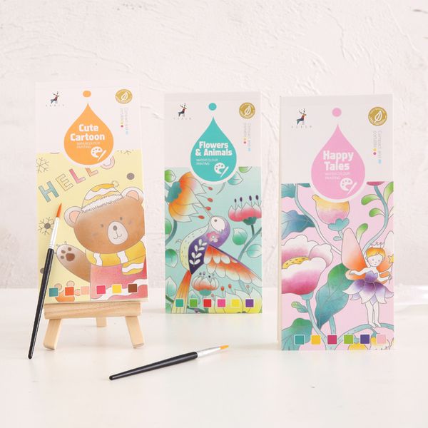 20 feuilles peinture avec eau activités livres ensemble avec brosse enfants Portable Gouache Graffiti image dessin coloriage jouets