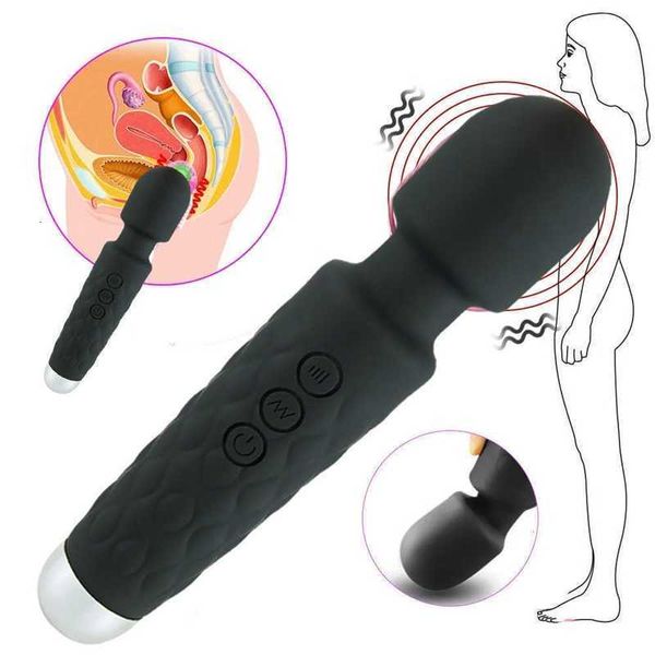 Consolador vibrador Av Magic Wand de 20 velocidades para mujeres, masturbador femenino de silicona, sexo, adultos, 18 clítoris, masajeador corporal vaginal