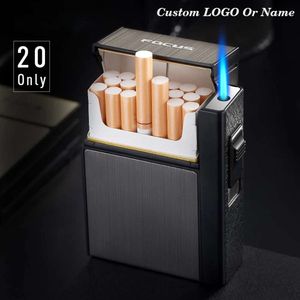 20 bâtons cigarette cigarette Metal Lighter Turbo Bustane Cigarette Cigarette sans cigarette à gaz Box plus clair