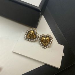 20 Stijl 18K Vergulde Letters Stud 925 Zilver Merk Designer Oorbellen Geometrische Vrouwen Crystal Rhinestone Pearl Hoop Earring Sieraden