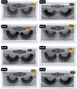 20 Style 3D Mink Hair Fake Eyelash 100 épais des cheveux de vison réel faux cils Extension naturelle faux cils DHL 7851334