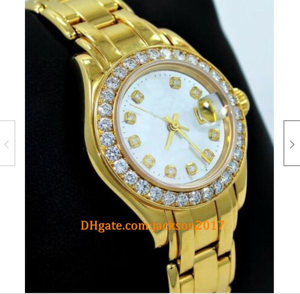20 montres cadeaux de Noël de style 69298 CADRAN VADROUILLE EN OR JAUNE 18K FACTORY DIAMOND BEZEL LADIES 26mm