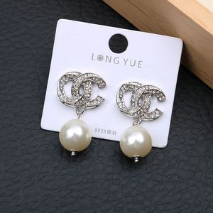 20 Style Dangle Boucle D'oreille Plaqué Or Femmes Lettres Designer Bijoux Géométrique Sier Stud Strass Cristal Perle Boucles D'oreilles