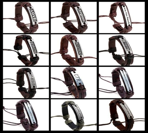 20 Men de style Femme Bracelet en cuir authentique SILENCE CRIENTE PARDONNÉ AMI INCRÉTÉ