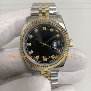 20 Style Midsize With Box Watch Ladies Mens 36mm Black Diamond Dial 18K Yellow Gold Stainless Steel Bracelet Automatic Women's Watches Montres-bracelets
