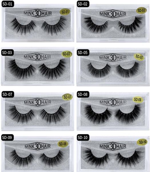 20 styles 3d vison pour cils des cils oculaires extension sexy fausses cils naturels fous de faux œil cils en plein air cils de vison de vison beegle7305866