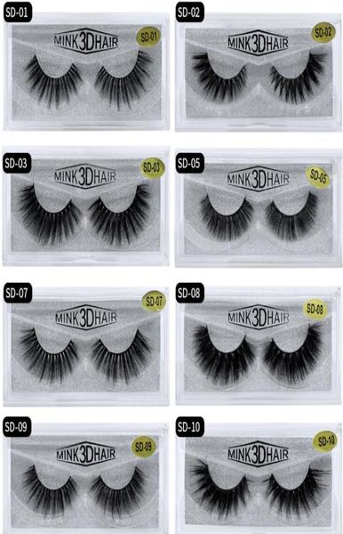 20 styles 3d vison pour cils oculaires extension des cils pour les yeux sexy faux cils naturels épais faux cils en plein air cils de vison de vison peigne5521616