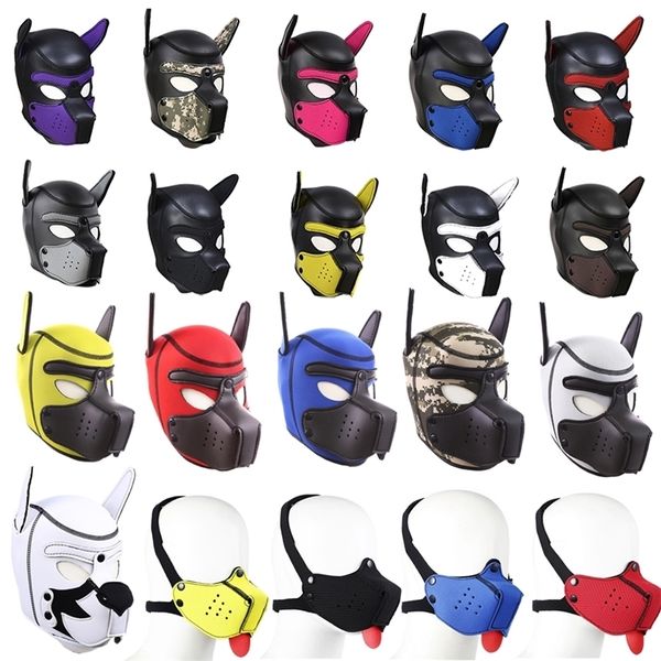 20 estilos Neopreno Puppy Play Dog Hood Mask, Bdsm Bondage Slave Pet Roleplay Party Pup Mask, Bozal extraíble, Pareja Flirt Sex Toy 220324