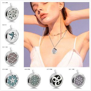 20 Styles Premium Aromatherapy Essential Oil Diffuser Stainless Steel Aromatherapy Gasket Pendant Box Locket Pendant Jewelry Gift