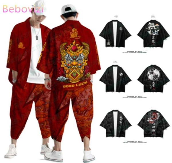 20 Styles Costume Grande Taille 4XL 5XL 6XL Chinois Japonais Samouraï Harajuku Kimono Cardigan Femmes Hommes Cosplay Yukata Hauts Pantalon Ensemble X075698659