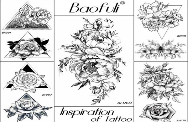 20 Styles Femmes Fleurs Noires Tatouage Transférable Faux 3D Body Art Tatoos Cou Bras Manches Rose Tatouage Temporaire Autocollant29352687754