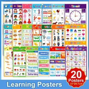 20 Thema's Kinderen Leren Engels speelgoed Schoolklas educatief A4 posters Decoratie grote kaarten Muursticker L230518