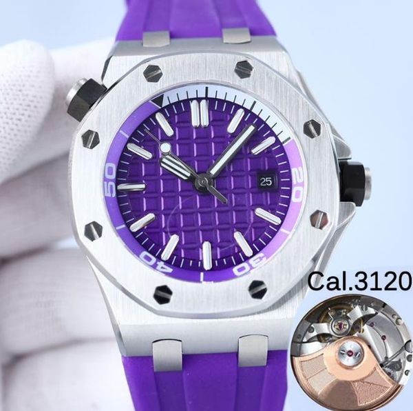 20 types Mens Luxury ETA Watch Purple Dial Strap Royaloak Montres Cal.3120 Mouvement 42mm 15703 904L