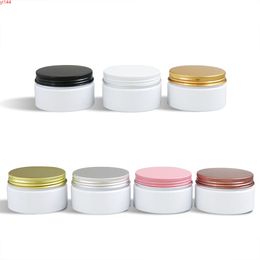 20 x 100 g lege witte crème cosmetische pot met aluminium deksels 100 ml huisdier conatiner zilveren deksel zware muurstorm