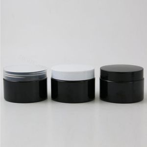 20 x 120g Reizen Alle Zwarte Cosmetische Pot Pot Make-up Gezichtscrème Container Fles 4oz Verpakking met Plastic deksels Owgid