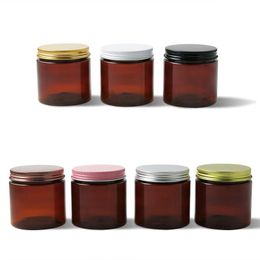 Pots vides en PET ambrés de 20x200ml, couvercles en aluminium, récipient cosmétique en plastique marron de 200g avec joint Erujk