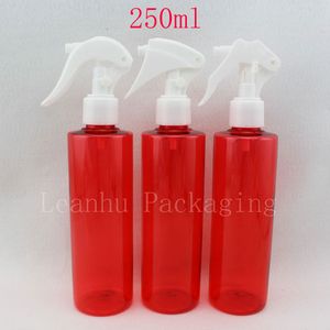 20 x 250 ml lege gekleurde plastic parfumfles, 250cc waterpompen gebruikt voor bloemen, rode make-up fles trigger spuitpomp