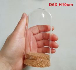 20 x Cubierta de cúpula de vidrio CLOCHE Bell Jar con mesa de mesa redonda de corcho Jardín Boda Caso de bricolaje D5X H10CM2067865