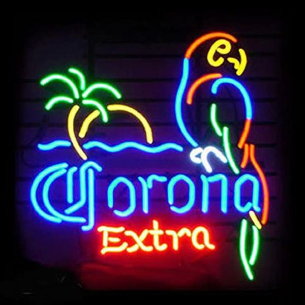 20x16 Corona Parrot Palm Tree Extra Real Glass Neon Light Sign Home Beer Bar Pub Sala de recreación Sala de juegos Windows Gar278Q