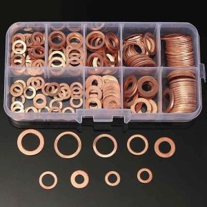 200/100 stks koper platte sluitring set o ring koperen afdichting pakking voor carter plug boot crush platte afdichtingsring bevestigingshardgereedschap gereedschap