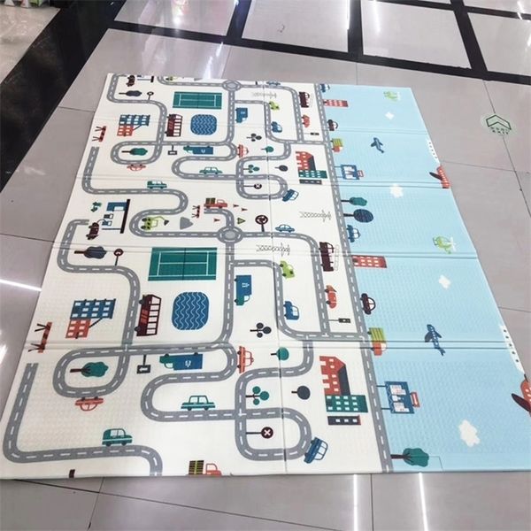 200*150*0,5 cm alfombra de juego de bebé Reversible alfombra de gateo de doble cara plegable impermeable portátil suave piso niños pequeños alfombra 210320