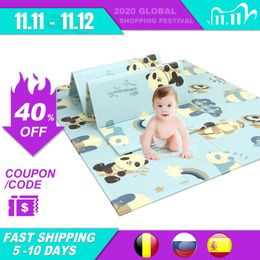 200 * 180 cm Dibujos animados plegables Bebé Play Mat Xpe Puzzle Mat de los niños Pad Baby Stimbeting Pad Kids Rug Baby Games Mats Juguetes para niños LJ201113