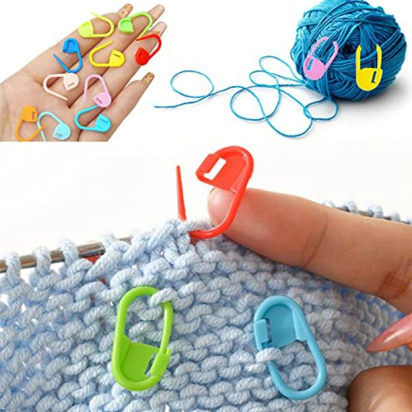 200 / 1pcs Résine plastique multicolore Petits clips tricot des marqueurs de crochet de verrouillage