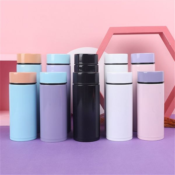 200 / 300ml mini-plaine en acier inoxydable thermos tasse bouteille d'eau pour enfants filles en plein air Thé de voyage en plein air Vallage de la boucle thermique 210809