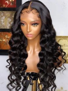 Perruque Lace Frontal Wig naturelle brésilienne, cheveux naturels, Loose Deep Wave, sans colle, 13x4, pre-plucked, densité 200, pre-plucked, pour femmes