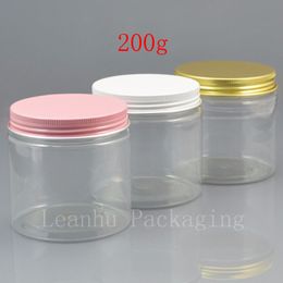 200 grammes clair Jar PET, 200ml pot en plastique avec bouchon coloré, Emballages cosmétiques Soins personnels 200g Effacer Container